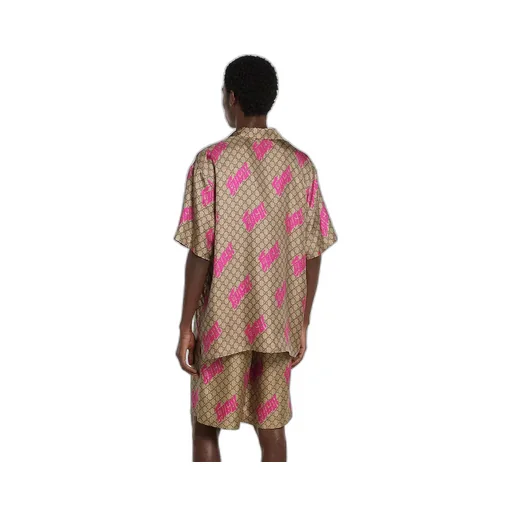 Printed Silk Twill Bowling Shirt