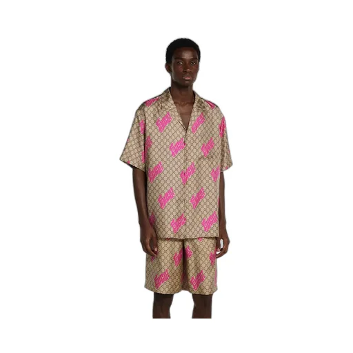 Printed Silk Twill Bowling Shirt