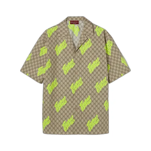 Printed Cotton Poplin Bowling Shirt