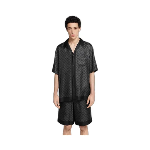 Printed Silk Twill Bowling Shirt