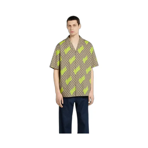 Printed Cotton Poplin Bowling Shirt