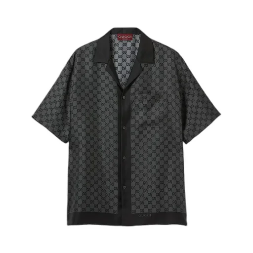 Printed Silk Twill Bowling Shirt