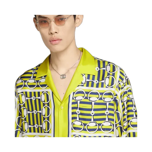 Printed Silk Twill Bowling Shirt
