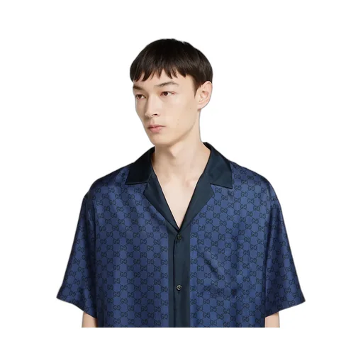 Printed Silk Twill Bowling Shirt
