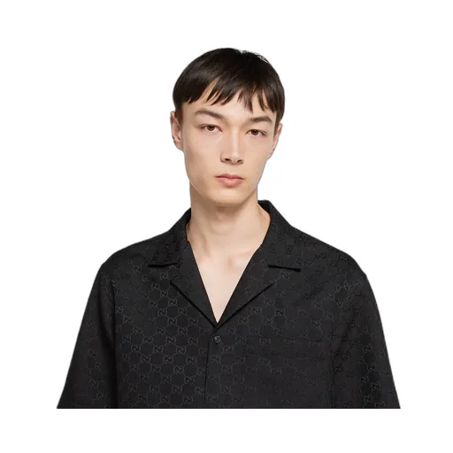 Gg Canvas Linen Blend Bowling Shirt