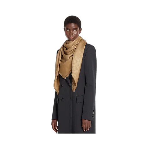 Gg Silk Cotton Jacquard Shawl