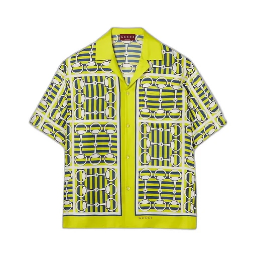 Printed Silk Twill Bowling Shirt