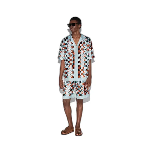 Printed Silk Twill Bowling Shirt
