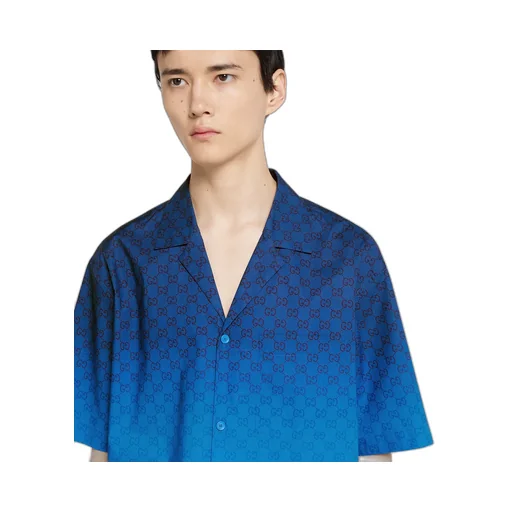 Printed Cotton Poplin Bowling Shirt