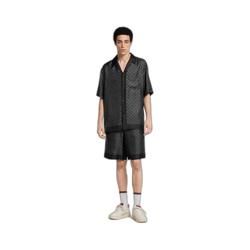 Printed Silk Twill Bowling Shirt