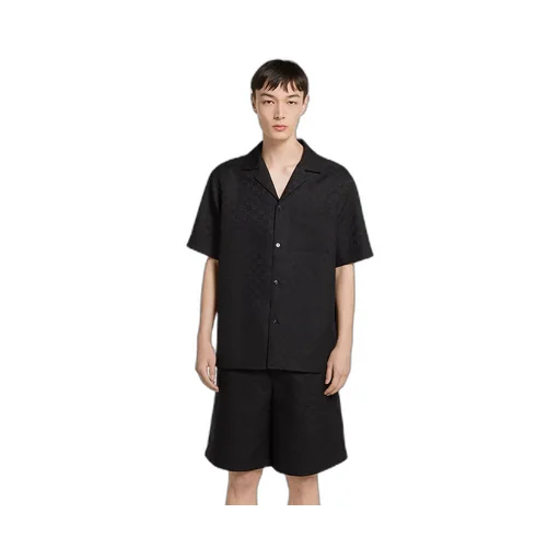 Gg Canvas Linen Blend Bowling Shirt