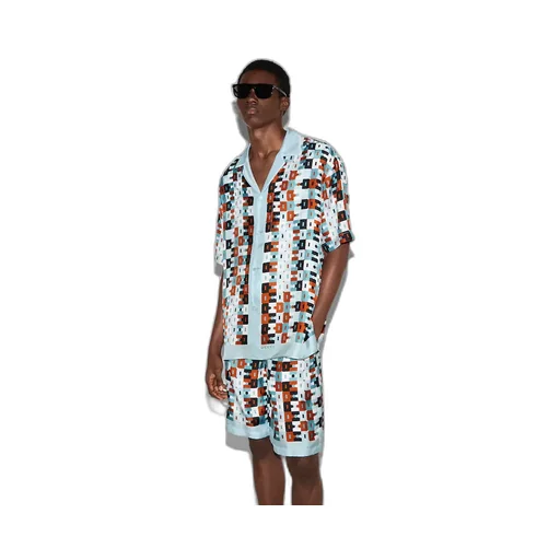 Printed Silk Twill Bowling Shirt