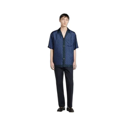 Printed Silk Twill Bowling Shirt