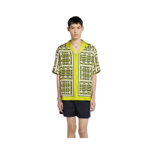 Printed Silk Twill Bowling Shirt