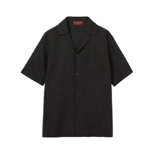 Gg Canvas Linen Blend Bowling Shirt