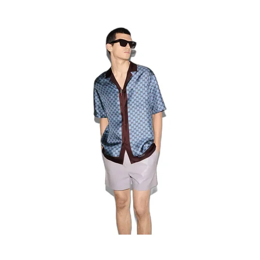 Regular Fit Printed Silk Twill Shirt