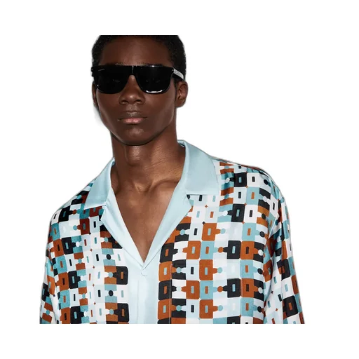 Printed Silk Twill Bowling Shirt