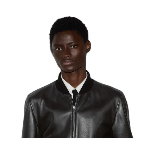 Leather Bomber Jacket With Web