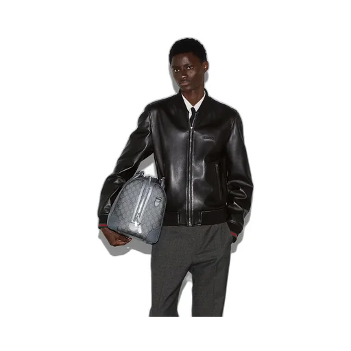 Leather Bomber Jacket With Web