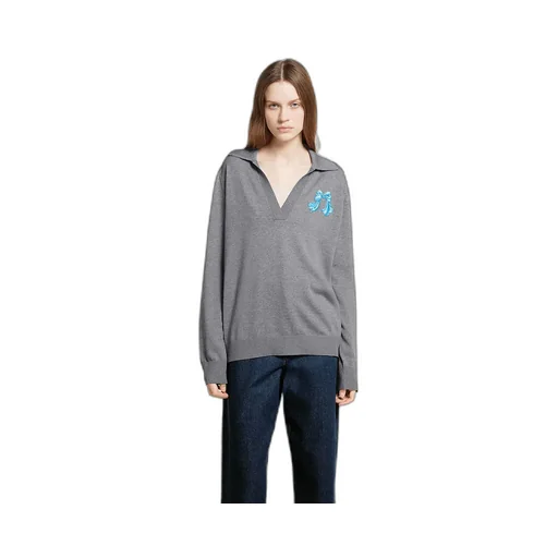 Extra Fine Wool Polo Top With Patch