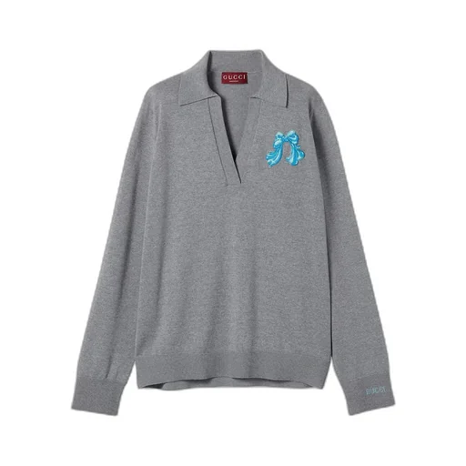 Extra Fine Wool Polo Top With Patch