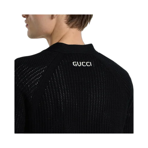 Cotton Knit Cardigan With Web