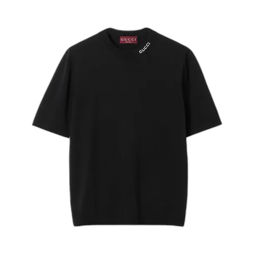 Silk Cotton T-Shirt With Gucci Intarsia