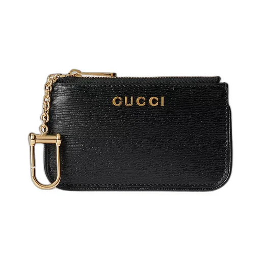 Zip Key Case With Gucci Script