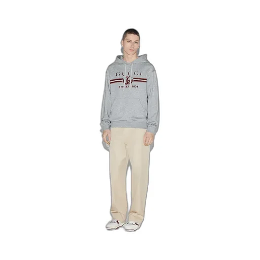 Printed Cotton Jersey Hooded Sweatshirt