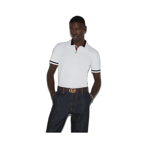 Knit Cotton Polo Shirt With Intarsia