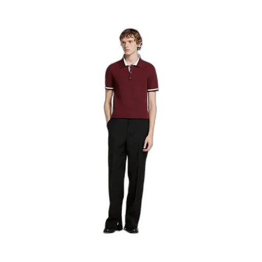 Cotton Piquet Polo Shirt With Intarsia