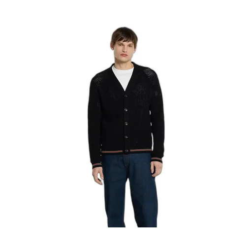 Cotton Knit Cardigan With Web