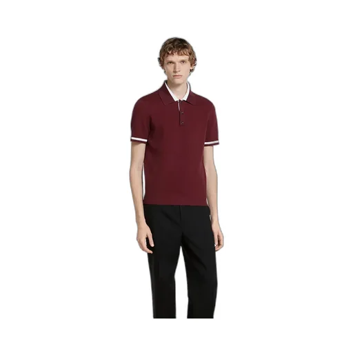 Cotton Piquet Polo Shirt With Intarsia