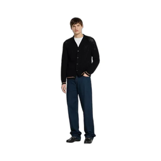 Cotton Knit Cardigan With Web
