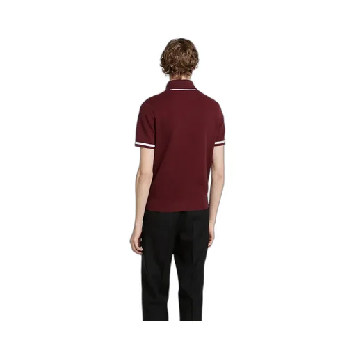 Cotton Piquet Polo Shirt With Intarsia
