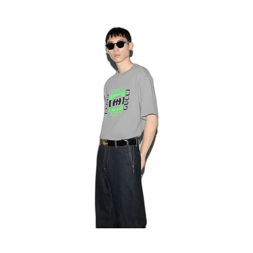 Cotton Jersey T-Shirt With Gucci Print