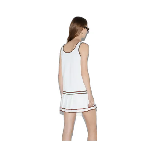 Pleated Dress With Web Trim