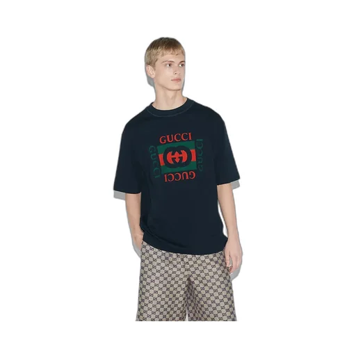 Cotton Jersey T-Shirt With Gucci Print