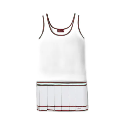 Pleated Dress With Web Trim