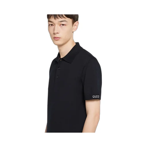 Silk Cotton Knit Polo Shirt