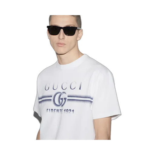 Cotton Jersey T-Shirt With Gucci Print