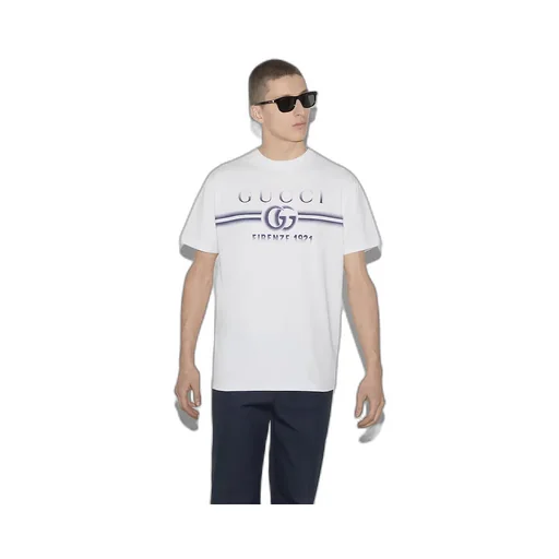 Cotton Jersey T-Shirt With Gucci Print