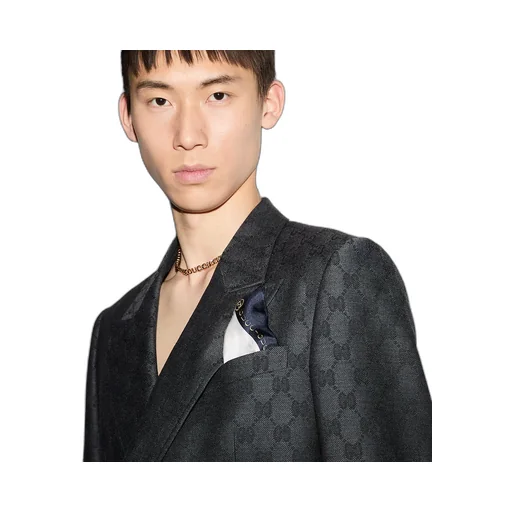 Interlocking G Gucci Chain Silk Pocket Square