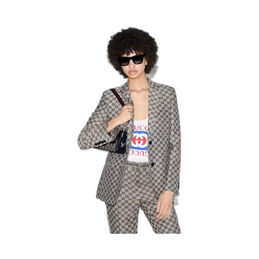 Gg Linen Blend Canvas Jacket