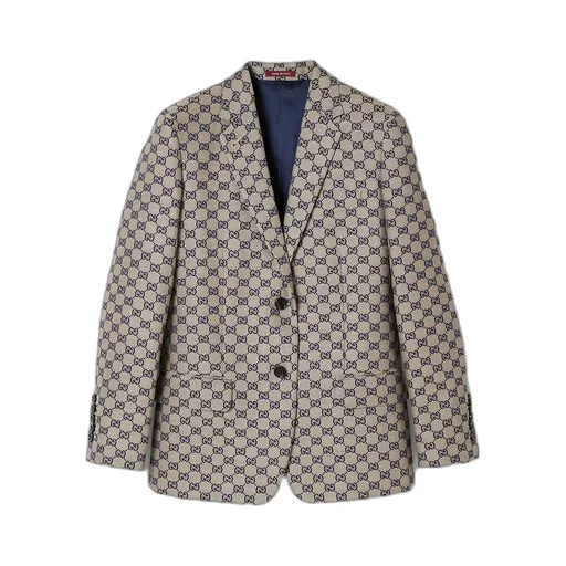 Gg Linen Blend Canvas Jacket