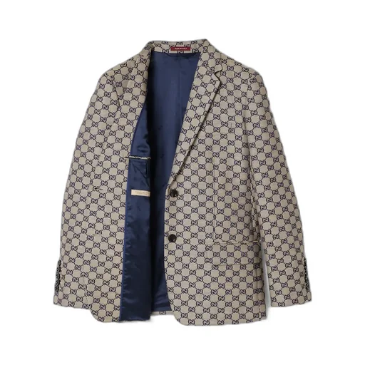 Gg Linen Blend Canvas Jacket