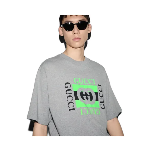 Cotton Jersey T-Shirt With Gucci Print