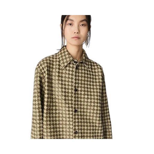 Intrecciato Leather And Suede Shirt