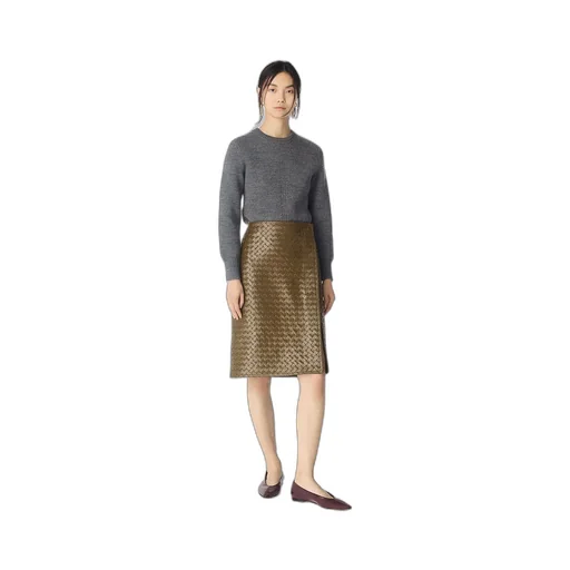 Intrecciato Leather Skirt