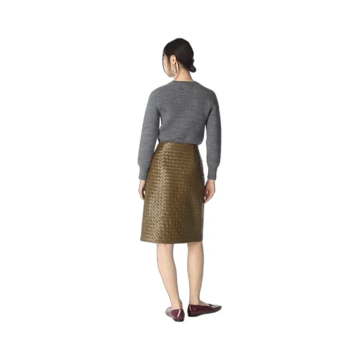 Intrecciato Leather Skirt
